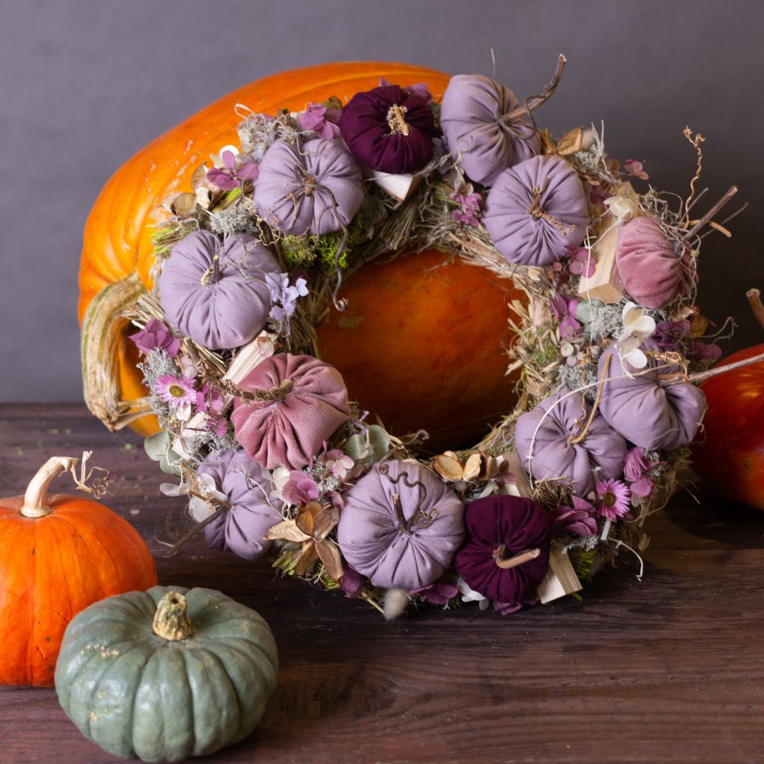 Purple Pumpkin Door Wreath